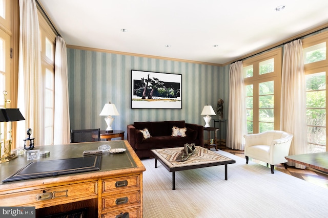 living room with plenty of natural light