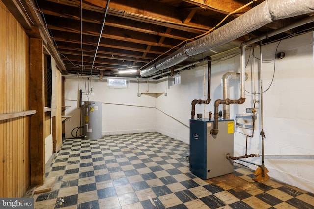 basement with electric water heater