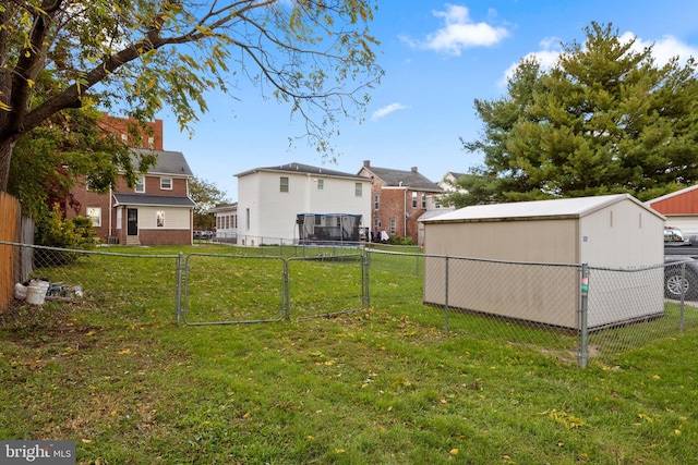 view of yard featuring a shed