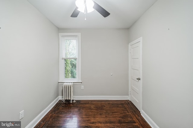 1715 N Felton St, Philadelphia, PA 19151 - unfurnished room featuring ceiling fan, radiator, wood finished floors, and baseboards
