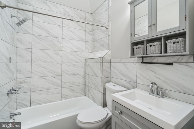 1715 N Felton St, Philadelphia, PA 19151 - full bath featuring vanity, shower / tub combination, tile walls, and toilet