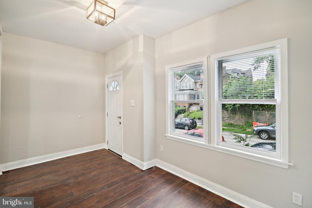 foyer with dark hardwood / wood-style floors