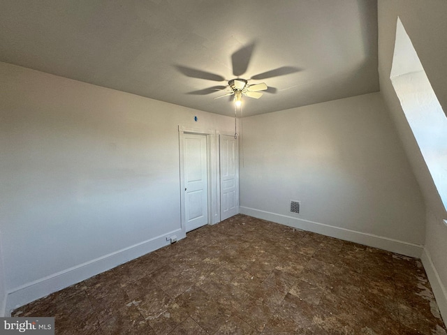 unfurnished bedroom with ceiling fan