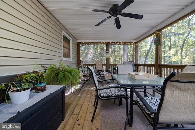 deck featuring ceiling fan