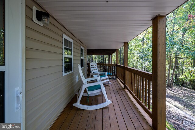 deck featuring covered porch