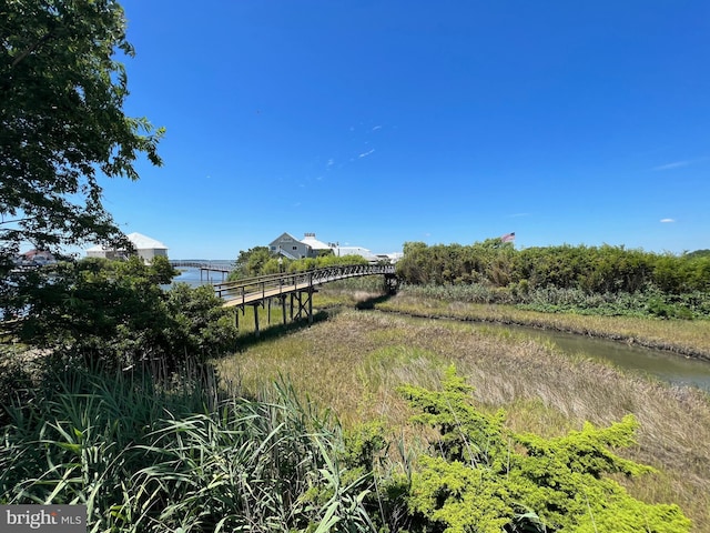 view of yard with a water view