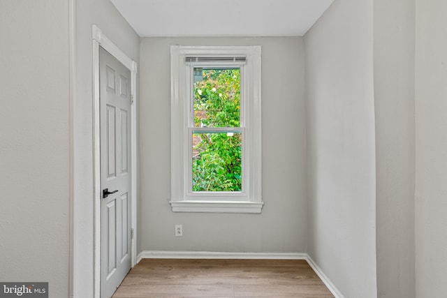 spare room with light hardwood / wood-style flooring