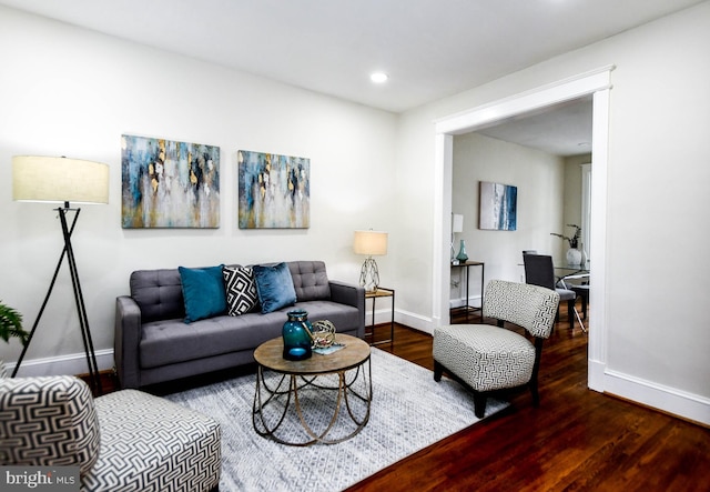 living room with hardwood / wood-style floors