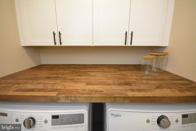 interior details with washer and clothes dryer