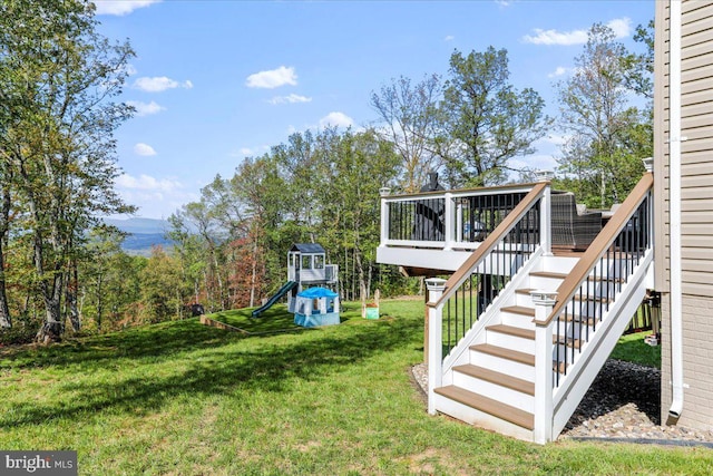 view of yard featuring a deck