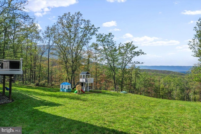 view of yard with a playground