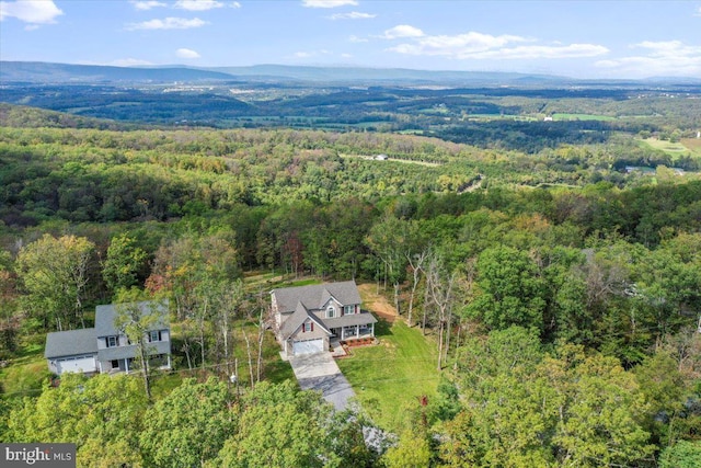 aerial view featuring a mountain view