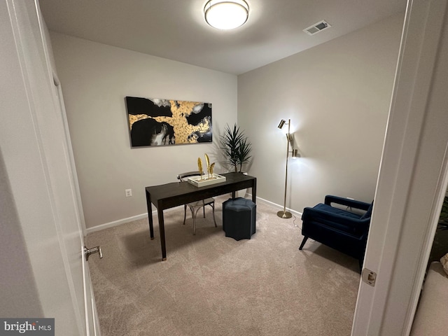 view of carpeted home office