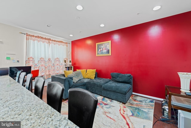 home theater featuring hardwood / wood-style floors