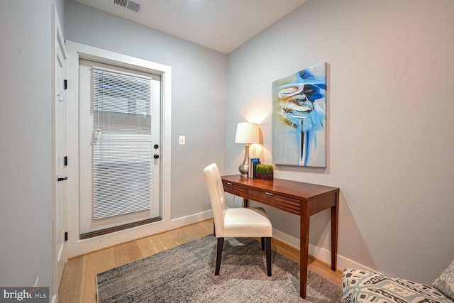 office featuring light hardwood / wood-style flooring