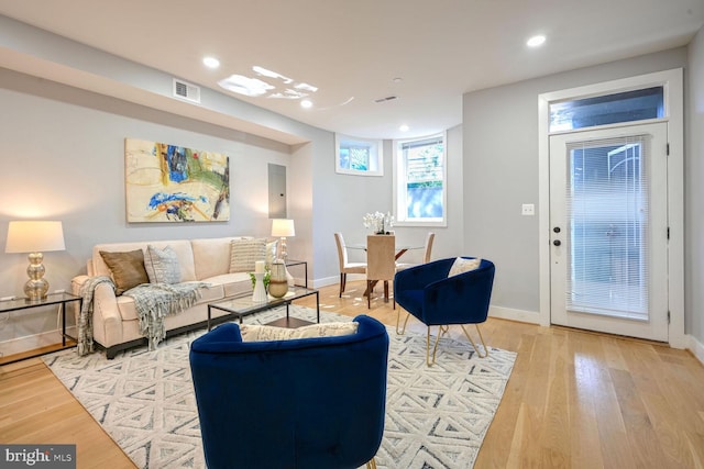 living room featuring light hardwood / wood-style floors