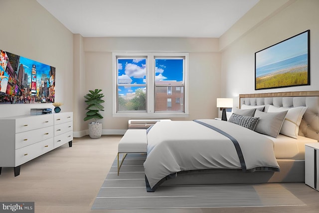 bedroom featuring light hardwood / wood-style flooring