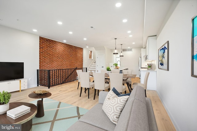 living room featuring light hardwood / wood-style flooring