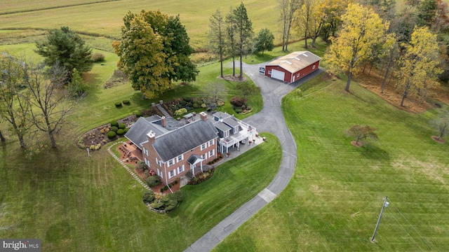 drone / aerial view with a rural view