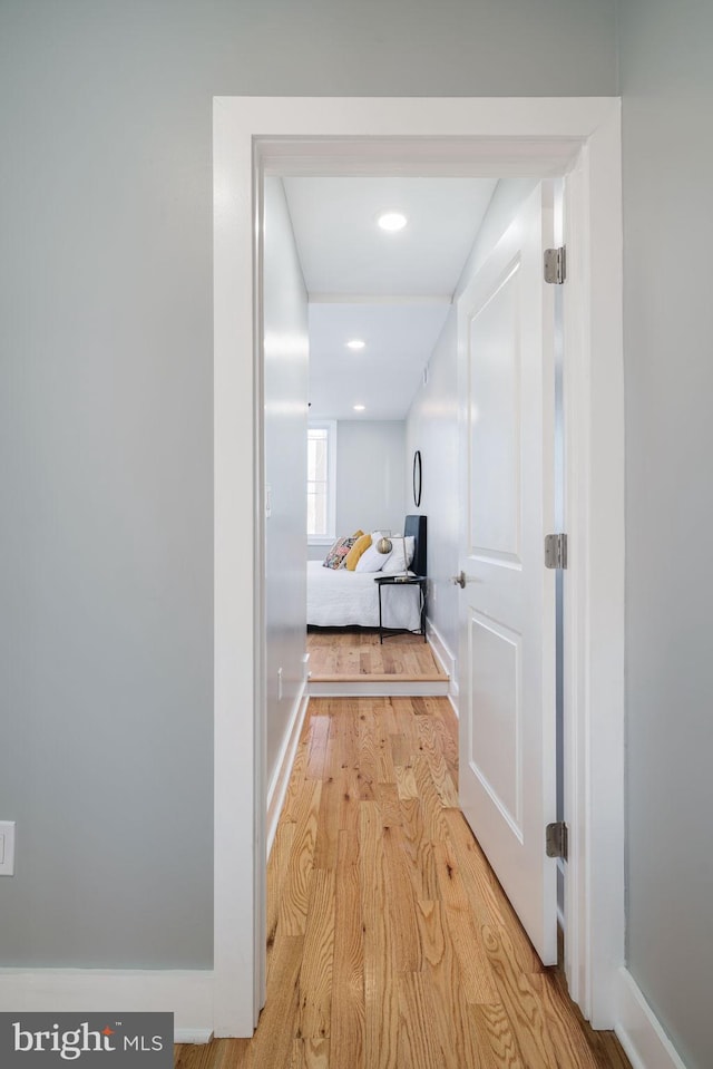 hall featuring light hardwood / wood-style flooring