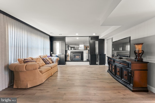 living room featuring light wood-type flooring