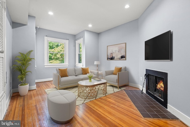 living room featuring hardwood / wood-style flooring