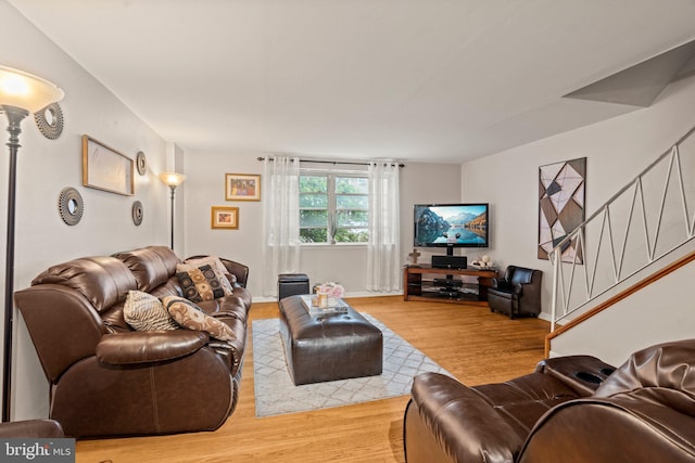 living room with light wood-type flooring