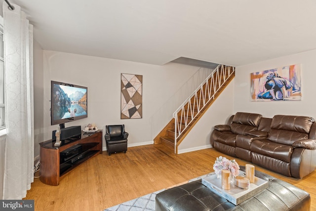 living room with wood-type flooring