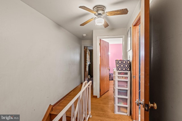 hall with light hardwood / wood-style flooring