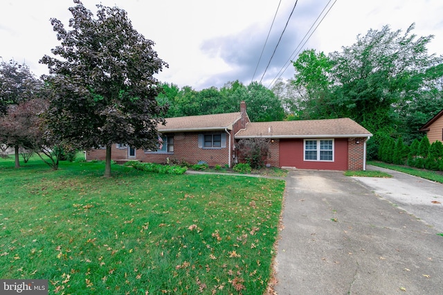 141 Johnson Ave, Penns Grove, NJ 08069 - ranch-style house with a chimney, a front lawn, and brick siding
