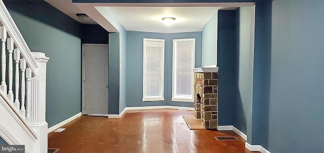 interior space with dark hardwood / wood-style flooring