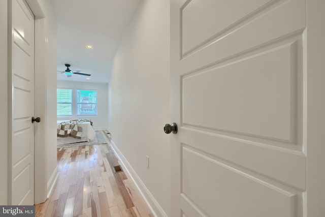 hall featuring light hardwood / wood-style flooring