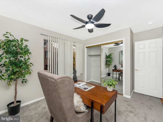 view of carpeted home office