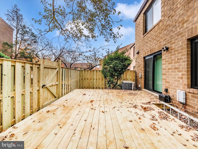 wooden deck featuring central AC