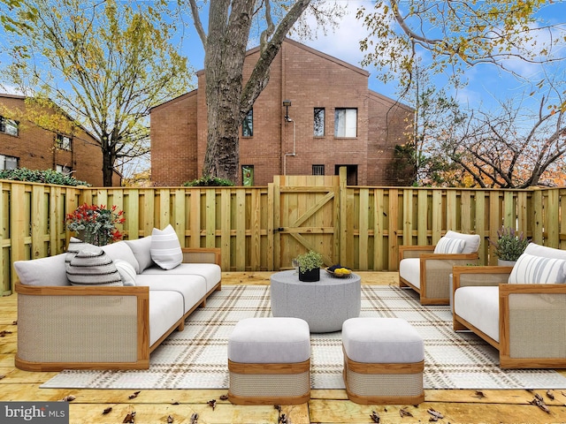 view of patio / terrace featuring an outdoor living space