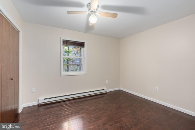 273 Four Seasons Dr, Drums, PA 18222 - unfurnished bedroom with a closet, a baseboard radiator, hardwood / wood-style flooring, and baseboards
