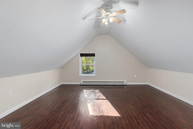 273 Four Seasons Dr, Drums, PA 18222 - bonus room featuring baseboards, hardwood / wood-style flooring, a baseboard heating unit, and a ceiling fan