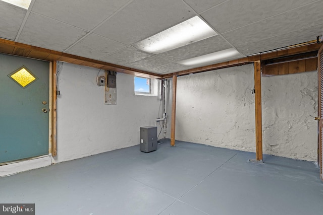 basement with a drop ceiling