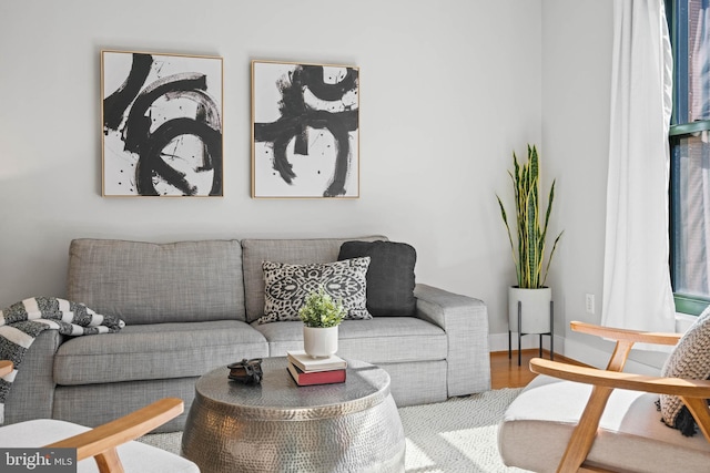 living room featuring light hardwood / wood-style flooring