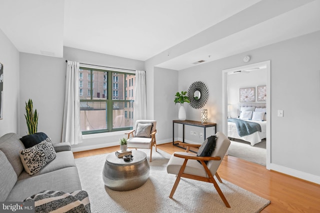 living room featuring hardwood / wood-style floors