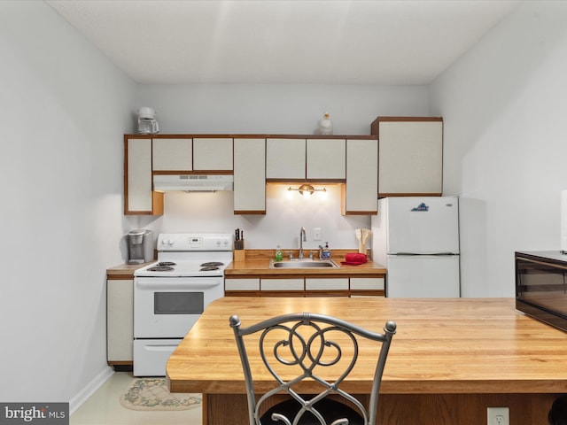 kitchen with sink and white appliances