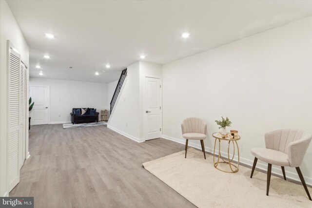 living area with light wood-type flooring