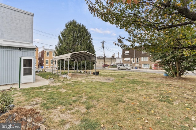 view of yard featuring a carport