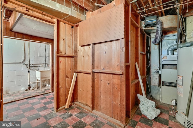 interior space with gas water heater