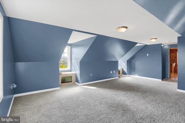 additional living space featuring carpet floors and lofted ceiling