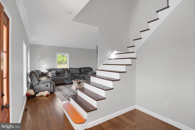 living room with hardwood / wood-style floors