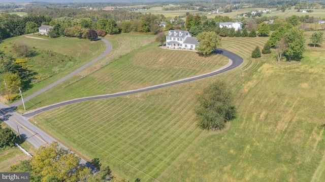 bird's eye view with a rural view