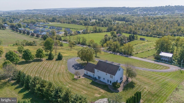 aerial view with a rural view