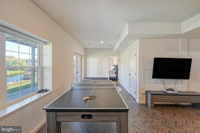 recreation room featuring french doors