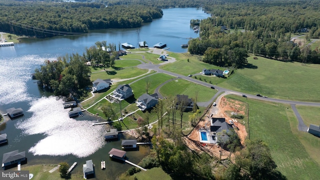 bird's eye view featuring a water view